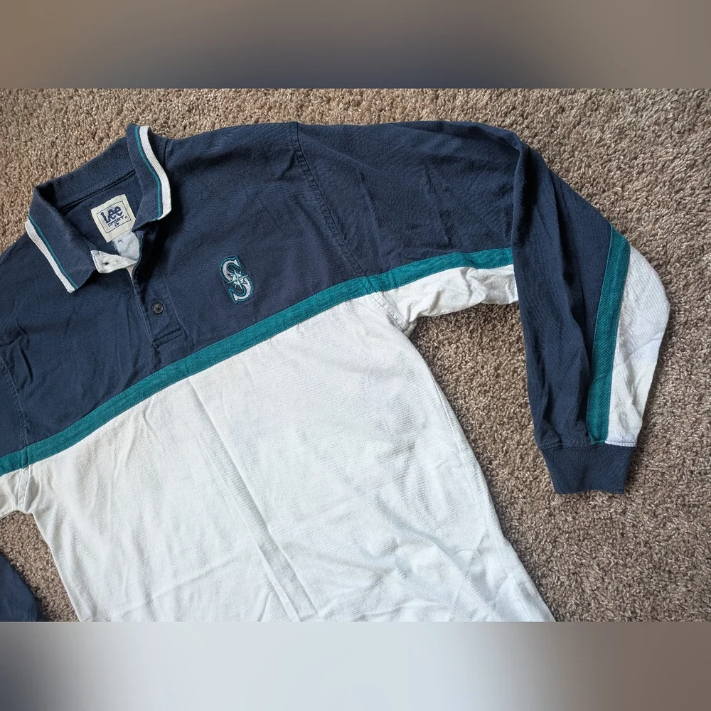 Vintage Lee Sport Seattle Mariners Polo Shirt Large - Picture 2 of 12